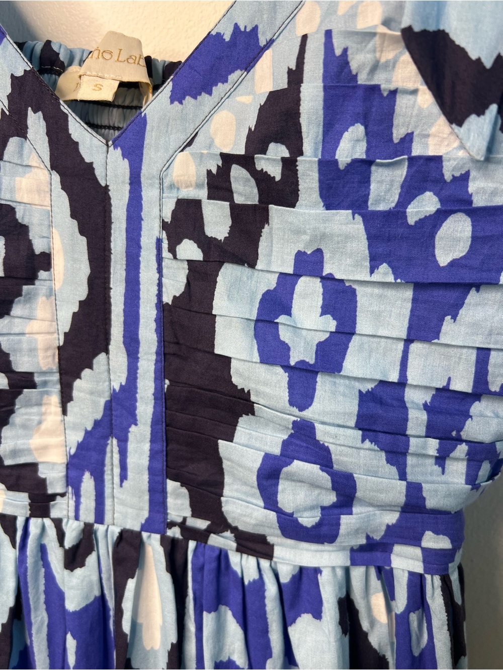 Love The Label Blue Patterned Tie-Shoulder Ruffle Maxi Dress Summer SZ S EUC - Picture 4 of 8